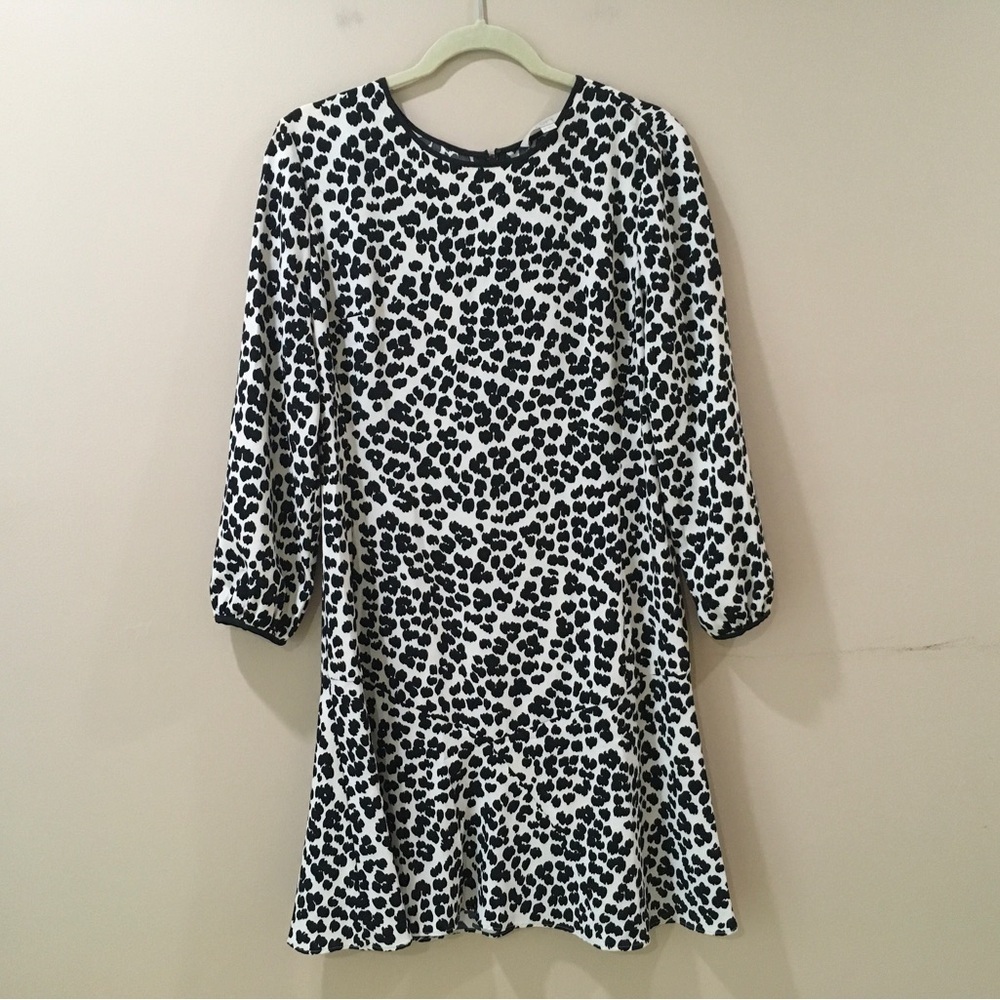 Loft shift dress Jacquard black white